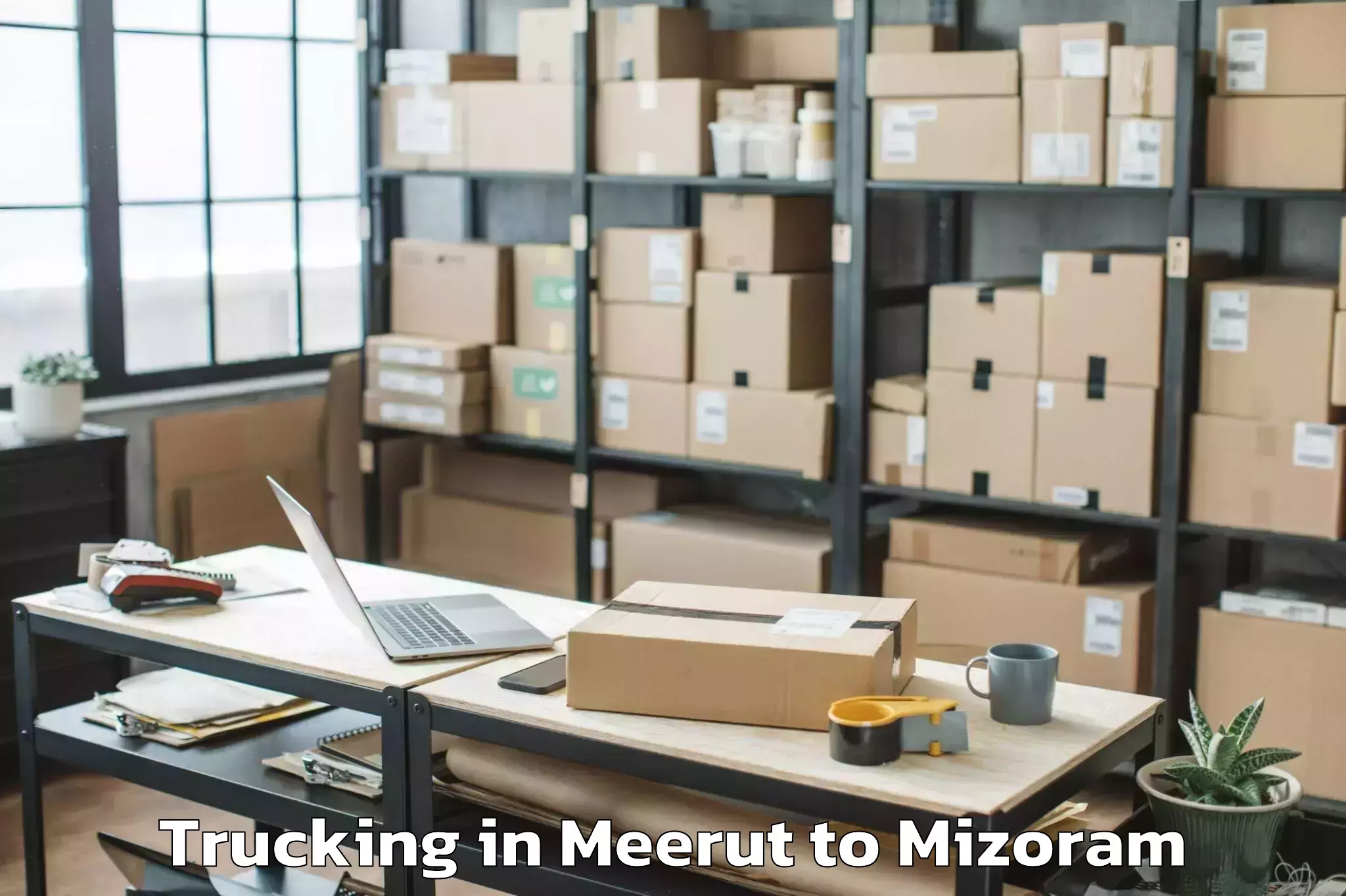 Book Meerut to Darlawn Trucking